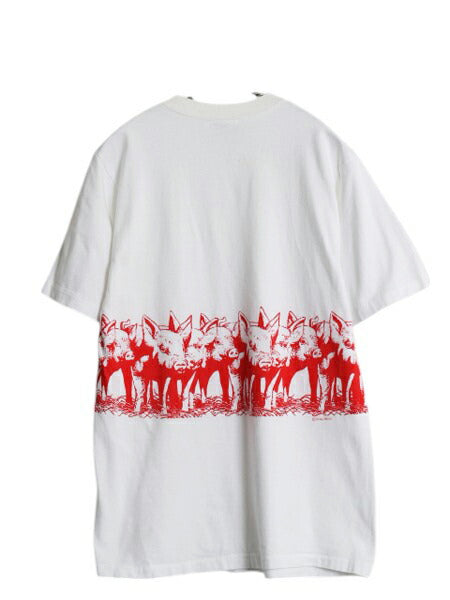 90s USA製 ブタ イラスト 両面 プリント Tシャツ メンズ レディース M / オールド 豚 アニマル キャラクター Crazy Shirt シングルステッチ