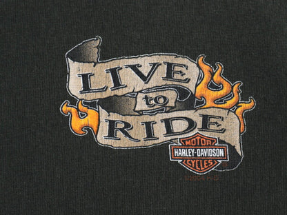 00s USA製 ハーレー ダビットソン 両面 プリント Tシャツ メンズ L オールド オフィシャル バイク メッセージ イラスト グラフィック 黒