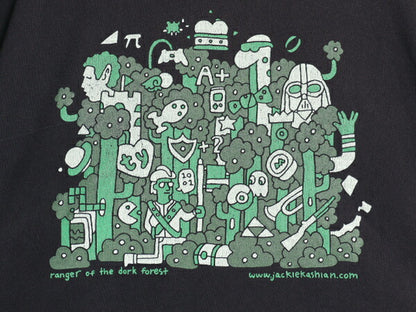 90s USA製 キャラクター アート イラスト プリント Tシャツ メンズ L オールド グラフィック パロディ シングルステッチ ヘビーウェイト 黒