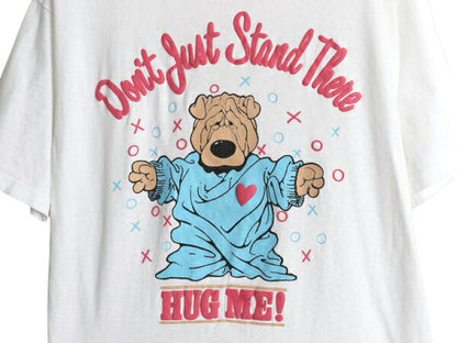 80s USA製 ドッグ キャラクター イラスト プリント Tシャツ メンズ L ヴィンテージ アニマル 犬 アート グラフィック シングルステッチ 白