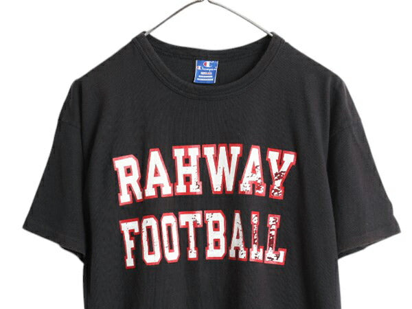 80s USA製 チャンピオン 2段 カレッジ プリント Tシャツ メンズ XL 古着 ヴィンテージ フットボール ヘビーウェイト 大きいサイズ ブラック