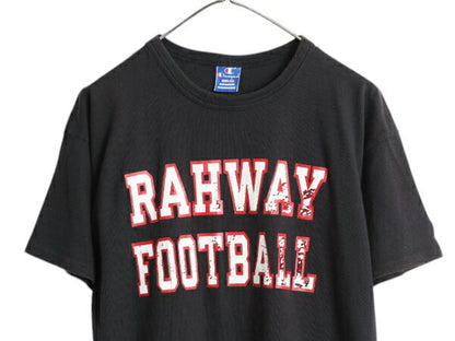 80s USA製 チャンピオン 2段 カレッジ プリント Tシャツ メンズ XL 古着 ヴィンテージ フットボール ヘビーウェイト 大きいサイズ ブラック