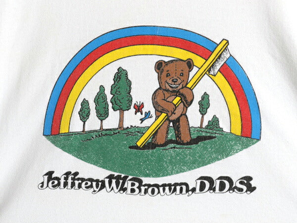 90s USA製 ベア キャラクター イラスト プリント Tシャツ メンズ XL / オールド アートアニマル 企業物 シングルステッチ 大きいサイズ 白