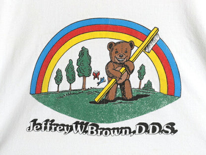 90s USA製 ベア キャラクター イラスト プリント Tシャツ メンズ XL / オールド アートアニマル 企業物 シングルステッチ 大きいサイズ 白