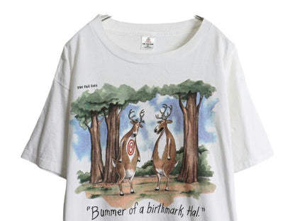 90s USA製 アニマル ジョーク イラスト プリント Tシャツ メンズ XL オールド キャラクター アート ヘビーウェイト 大きいサイズ ホワイト