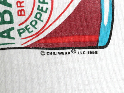 90s タバスコ アート イラスト 両面 プリント Tシャツ メンズ XL / オールド 企業物 ジョーク ヘビーウェイト カットソー 大きいサイズ 白