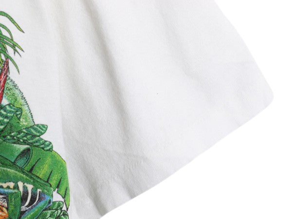 90s アニマル アート 両面 プリント Tシャツ メンズ XXL 程/ 古着 オールド 当時物 イラスト グラフィック シングルステッチ 大きいサイズ