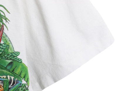 90s アニマル アート 両面 プリント Tシャツ メンズ XXL 程/ 古着 オールド 当時物 イラスト グラフィック シングルステッチ 大きいサイズ