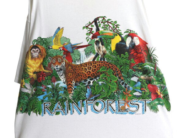 90s アニマル アート 両面 プリント Tシャツ メンズ XXL 程/ 古着 オールド 当時物 イラスト グラフィック シングルステッチ 大きいサイズ