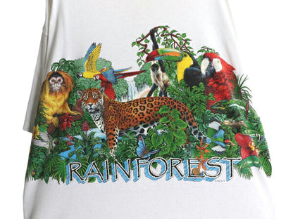 90s アニマル アート 両面 プリント Tシャツ メンズ XXL 程/ 古着 オールド 当時物 イラスト グラフィック シングルステッチ 大きいサイズ