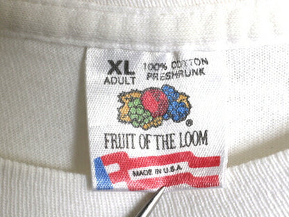 90s USA製 ネコ アート プリント Tシャツ メンズ XL 古着 オールド アニマル メッセージ イラスト シングルステッチ 大きいサイズ ホワイト