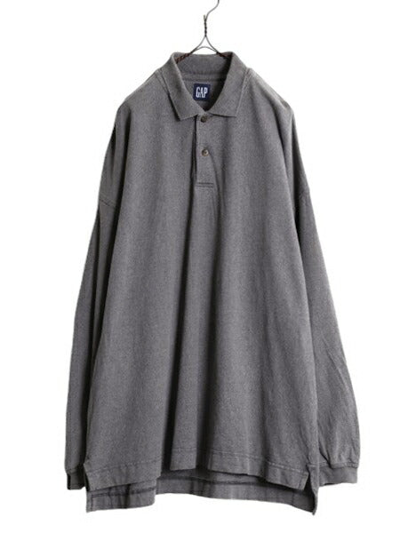 90s OLD GAP 長袖 ポロシャツ メンズ XL オールド ギャップ 長袖シャツ ラガーシャツ 素材 ヘビーウェイト 無地 旧タグ 厚手 大きいサイズ