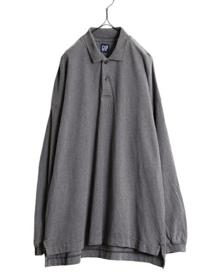 90s OLD GAP 長袖 ポロシャツ メンズ XL オールド ギャップ 長袖シャツ ラガーシャツ 素材 ヘビーウェイト 無地 旧タグ 厚手 大きいサイズ