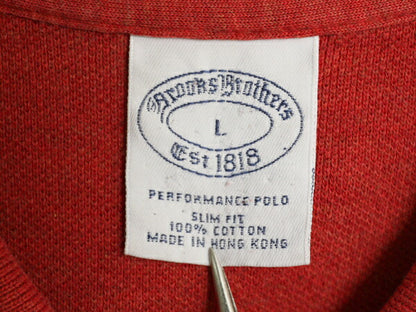 ブルックスブラザーズ 鹿の子 長袖 ポロシャツ メンズ L 古着 BROOKS BROTHERS 長袖シャツ コットン ワンポイント スリム フィット エンジ