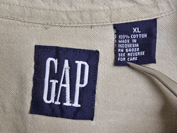 90s OLD GAP オックスフォード 長袖 ボタンダウン シャツ メンズ XL 無地 オールド ギャップ コットン ポケット付き 大きいサイズ ベージュ