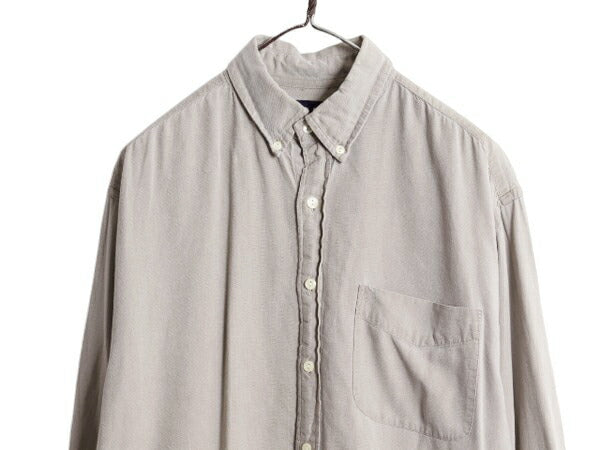 90s OLD GAP オックスフォード 長袖 ボタンダウン シャツ メンズ XL 無地 オールド ギャップ コットン ポケット付き 大きいサイズ ベージュ