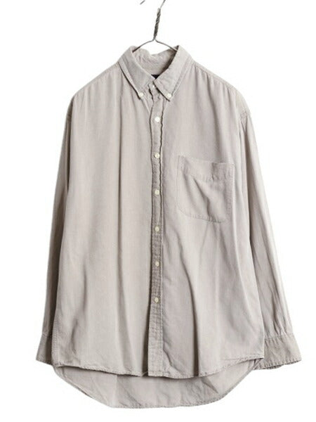 90s OLD GAP オックスフォード 長袖 ボタンダウン シャツ メンズ XL 無地 オールド ギャップ コットン ポケット付き 大きいサイズ ベージュ