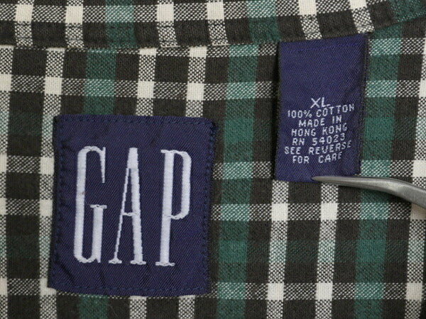 90s OLD GAP オックスフォード チェック 長袖 シャツ メンズ XL 古着 オールド ギャップ コットン ポケット付き 大きいサイズ マルチカラー