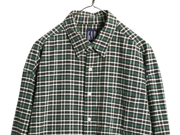 90s OLD GAP オックスフォード チェック 長袖 シャツ メンズ XL 古着 オールド ギャップ コットン ポケット付き 大きいサイズ マルチカラー