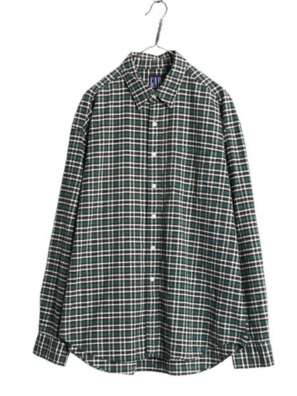 90s OLD GAP オックスフォード チェック 長袖 シャツ メンズ XL 古着 オールド ギャップ コットン ポケット付き 大きいサイズ マルチカラー