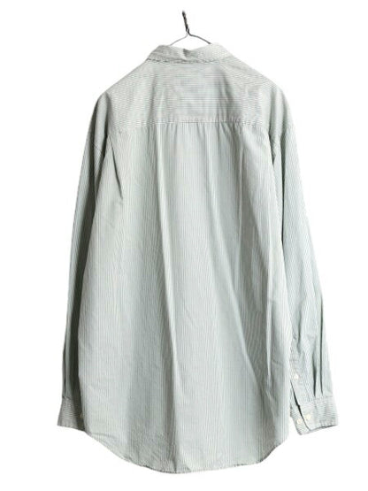 90s OLD GAP ストライプ 長袖 コットン シャツ メンズ L / 旧タグ オールド ギャップ 薄手 長袖シャツ ワイシャツ ポケット付き ツートン
