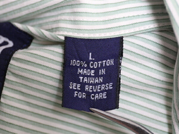 90s OLD GAP ストライプ 長袖 コットン シャツ メンズ L / 旧タグ オールド ギャップ 薄手 長袖シャツ ワイシャツ ポケット付き ツートン