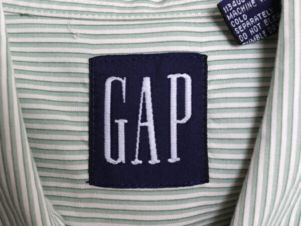 90s OLD GAP ストライプ 長袖 コットン シャツ メンズ L / 旧タグ オールド ギャップ 薄手 長袖シャツ ワイシャツ ポケット付き ツートン