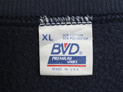 90s USA製 US NAVY プリント スウェット メンズ XL 古着 オールド ミリタリー トレーナー スエット 裏起毛 ネイビー 軍物 大きいサイズ 紺