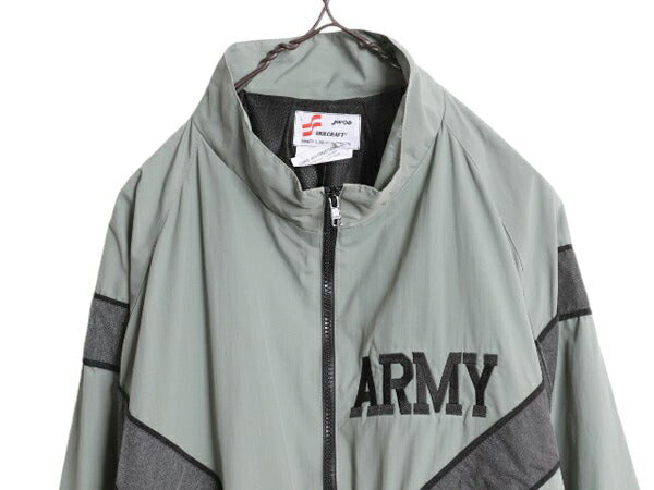 90s 99年製 米軍実物 US ARMY ナイロン トレーニング ジャケット MEDIUM SHORT 古着 オールド 軍物 PFU ミリタリー ブルゾン ジャンパー 灰