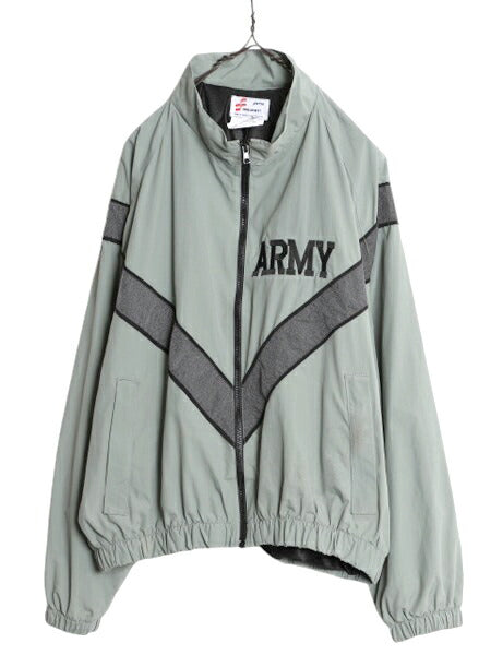 90s 99年製 米軍実物 US ARMY ナイロン トレーニング ジャケット MEDIUM SHORT 古着 オールド 軍物 PFU ミリタリー ブルゾン ジャンパー 灰