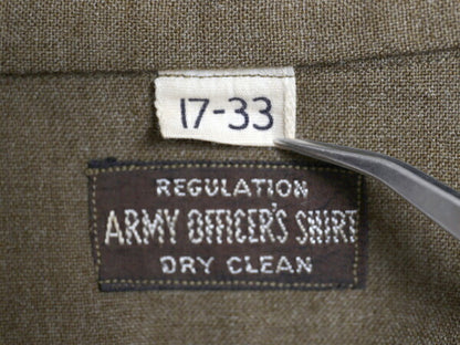 40s 45年製 米軍実物 US ARMY 長袖 ウール オフィサー シャツ メンズ XL程 古着 ヴィンテージ ミリタリー アーミー マチ付き 軍物 大戦 WW2