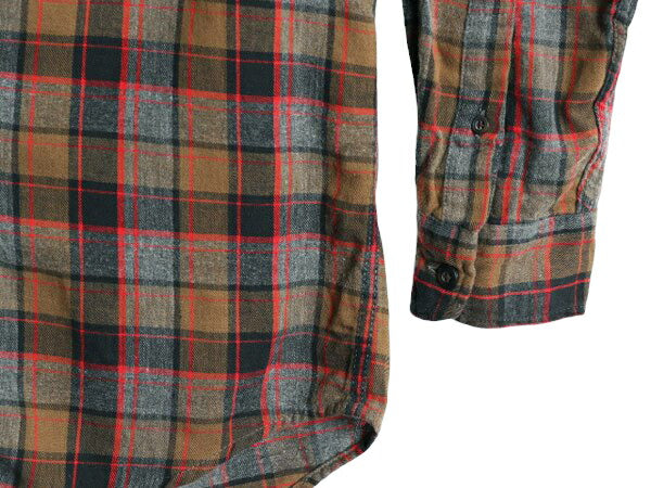90s ジェイクルー チェック 長袖 フランネル シャツ メンズ XS / 古着 90年代 オールド J CREW 巨人タグ 長袖シャツ コットン ネルシャツ