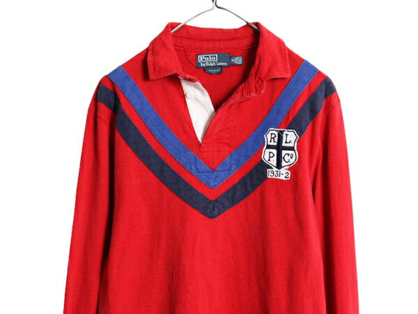 90s ポロ ラルフローレン 長袖 ラガー シャツ メンズ M 90年代 オールド ラグビーシャツ 長袖シャツ ワンポイント ヘビーウェイト コットン