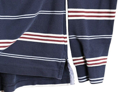 ブルックスブラザーズ ボーダー 鹿の子 長袖 ポロシャツ メンズ S BROOKS BROTHERS 長袖シャツ コットン ワンポイント スリム フィット 紺