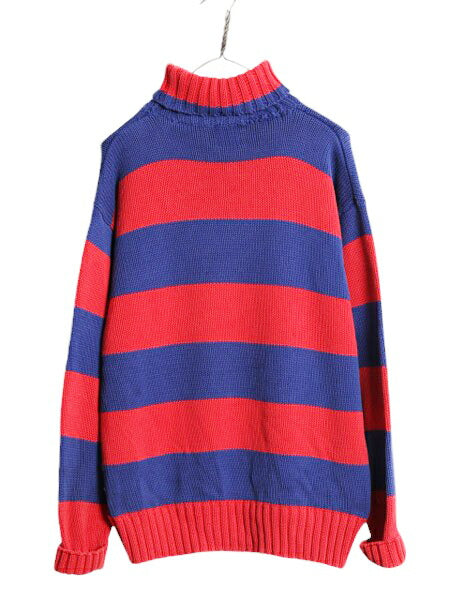 90s OLD GAP タートルネック ボーダー コットン ニット セーター メンズ L レディース XL / 古着 90年代 オールド ギャップ ヘビーウェイト