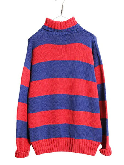 90s OLD GAP タートルネック ボーダー コットン ニット セーター メンズ L レディース XL / 古着 90年代 オールド ギャップ ヘビーウェイト
