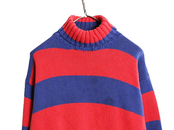 90s OLD GAP タートルネック ボーダー コットン ニット セーター メンズ L レディース XL / 古着 90年代 オールド ギャップ ヘビーウェイト