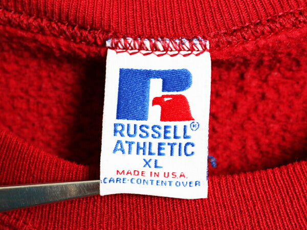 90s USA製 ラッセル 無地 スウェット メンズ レディース XL / 古着 90年代 オールド RUSSELL トレーナー 前V 裏起毛 スエット クルーネック