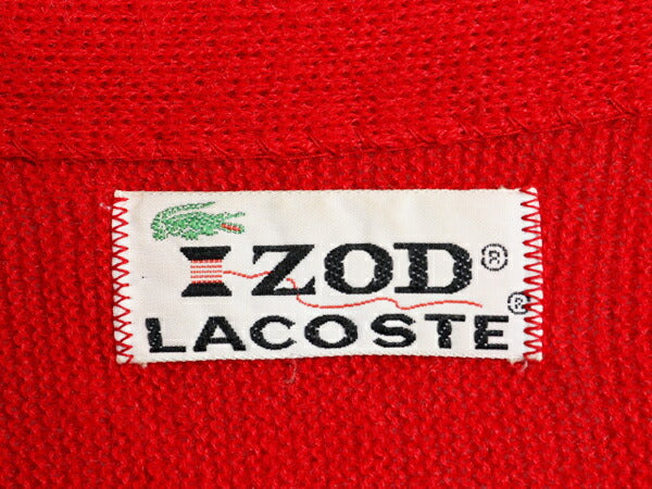 70s USA製 ラコステ アクリル ニット カーディガン メンズ レディース L 古着 ヴィンテージ IZOD LACOSTE 羽織り 前開き 糸巻タグ セーター