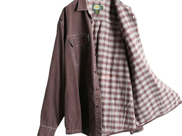 90s カベラス コットン ダック 長袖 シャツ メンズ XL / 90年代 Cabelas 無地 チェック フランネル ライナー付き ジャケット 大きいサイズ