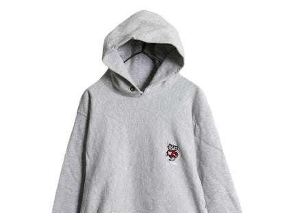 90s USA製 チャンピオン リバースウィーブ スウェット フード パーカー メンズ XL オールド Champion トレーナー 裏起毛 カレッジ 刺繍 灰