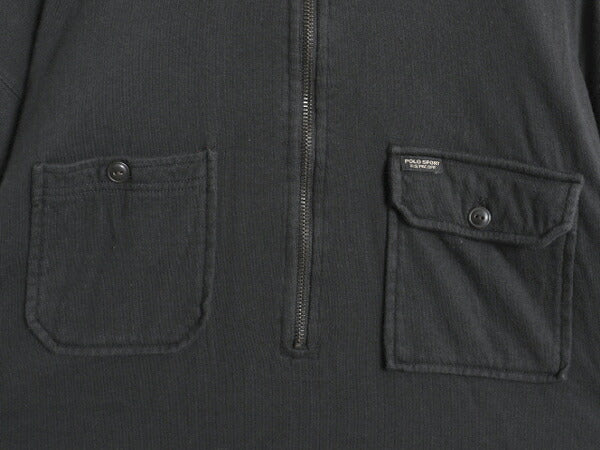 00s ポロスポーツ ラルフローレン ハーフジップ 2レイヤー 長袖 シャツ メンズ L ポロ POLO SPORT ヘビーウェイト ヴィンテージ モデル 黒