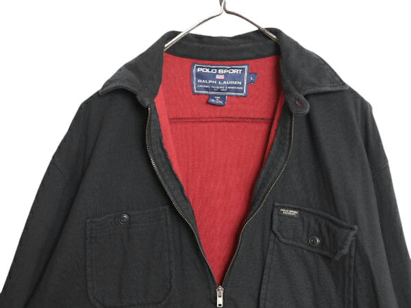 00s ポロスポーツ ラルフローレン ハーフジップ 2レイヤー 長袖 シャツ メンズ L ポロ POLO SPORT ヘビーウェイト ヴィンテージ モデル 黒