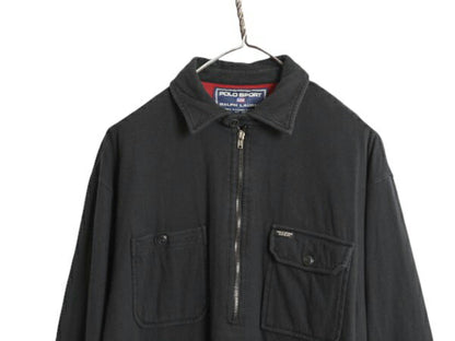 00s ポロスポーツ ラルフローレン ハーフジップ 2レイヤー 長袖 シャツ メンズ L ポロ POLO SPORT ヘビーウェイト ヴィンテージ モデル 黒
