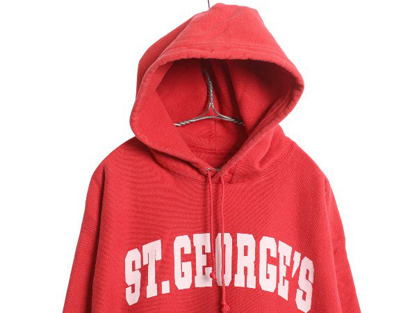 00s チャンピオン プレミアム リバースウィーブ カレッジ プリント スウェット パーカー メンズ L / オールド トレーナー プルオーバー 赤