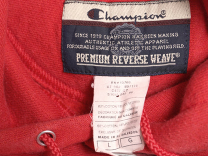 00s チャンピオン プレミアム リバースウィーブ カレッジ プリント スウェット パーカー メンズ L / オールド トレーナー プルオーバー 赤