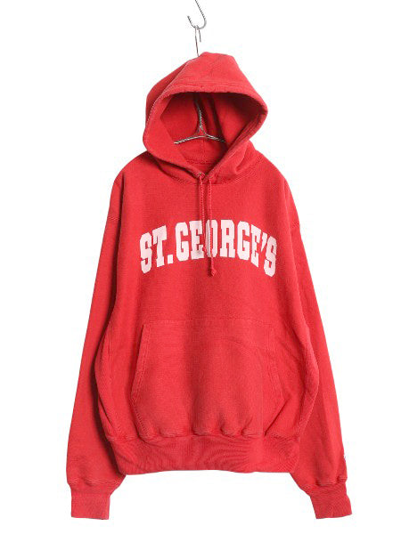 00s チャンピオン プレミアム リバースウィーブ カレッジ プリント スウェット パーカー メンズ L / オールド トレーナー プルオーバー 赤