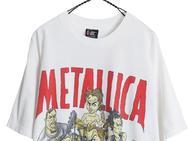 90s USA製 ★ メタリカ キャラクター イラスト プリント Tシャツ メンズ XL オールド オフィシャル 当時物 バンド ロック メタル 白 GIANT