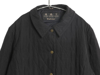 バブアー シェイプド マイクロファイバー キルト ショート ジャケット レディース M / 中綿 キルティング ブルゾン ハーフ コート ブラック