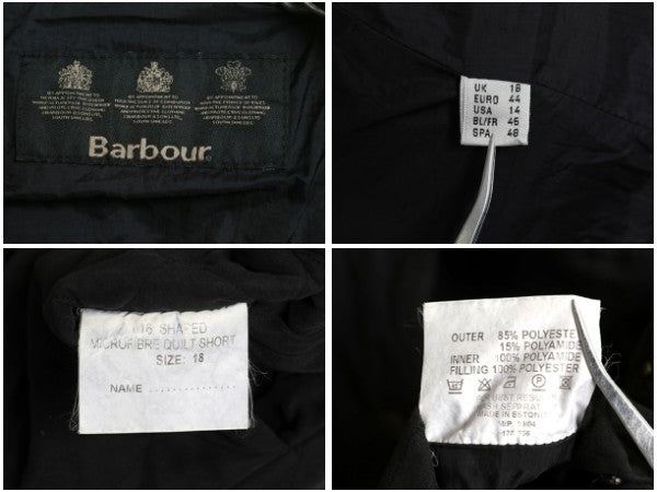 バブアー シェイプド マイクロファイバー キルト ショート ジャケット レディース M / 中綿 キルティング ブルゾン ハーフ コート ブラック